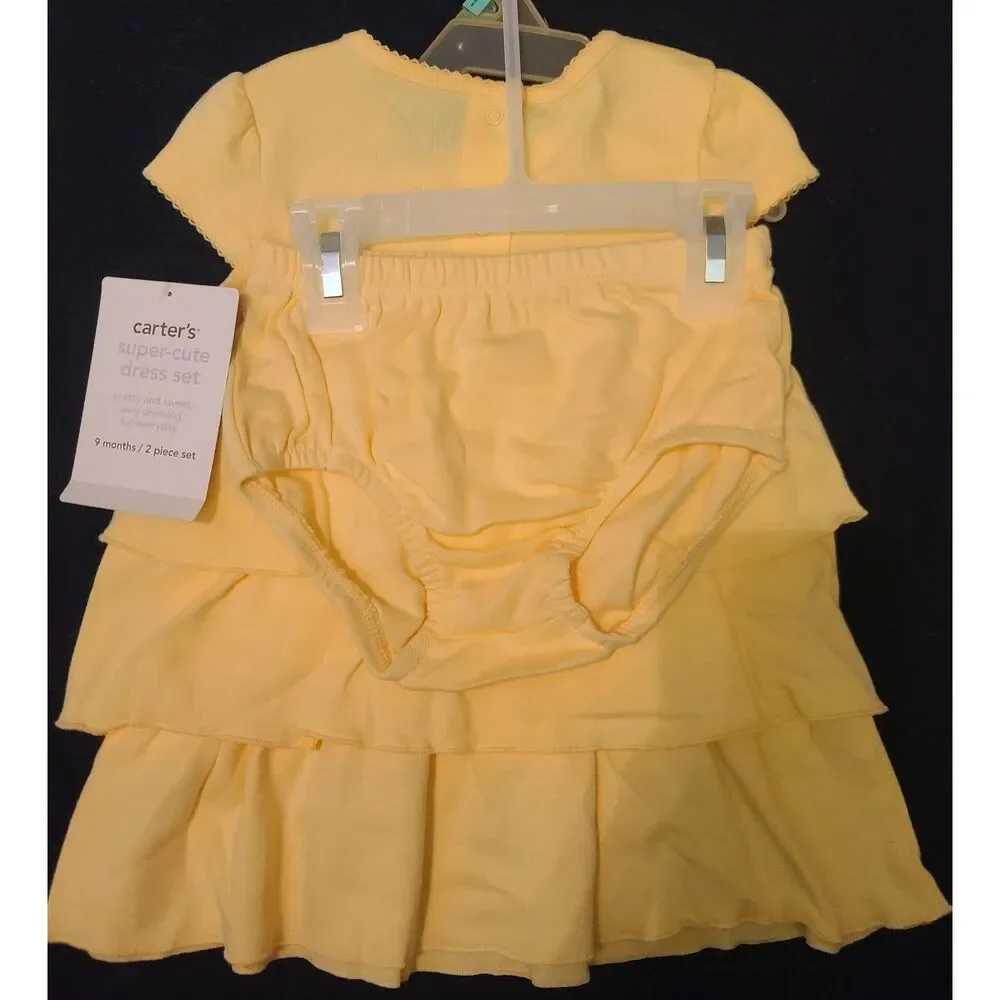 Carters‎ Baby Girl Yellow Butterfly Tiered Dress Bloomers 2 Piece Set 9 Months